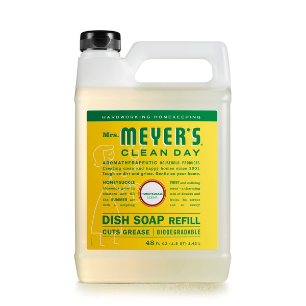 Mrs. Meyer's Liquid Dish Soap Refill, Biodegradable Formula, Honeysuckle, 48 fl. oz