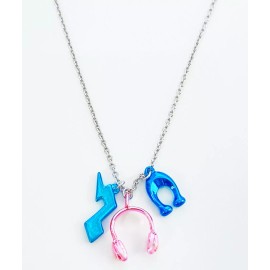 Coach AUTH NEW COACH Silver Retro Charms Necklace Headphones & Lightning With Dust Bag