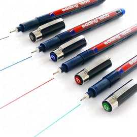 edding 1800 Profipen Pigment Liner Drawing Pen - 0.7mm - [Set of 4 - Black, Blue, Red, and Green]