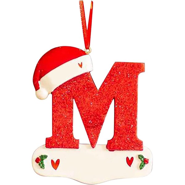 Christmas Initial with Red Hat Christmas Tree Ornaments Personalized DIY
