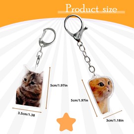 ZAYIO 2PCS Funny Cat Keyrings for Women, Cute Novelty Keychain Set, Small Keyring Charms for Handbag or Car Keys, Unique Holiday Daily Accessory for Friends, Birthday Present for Her or Teen Girls