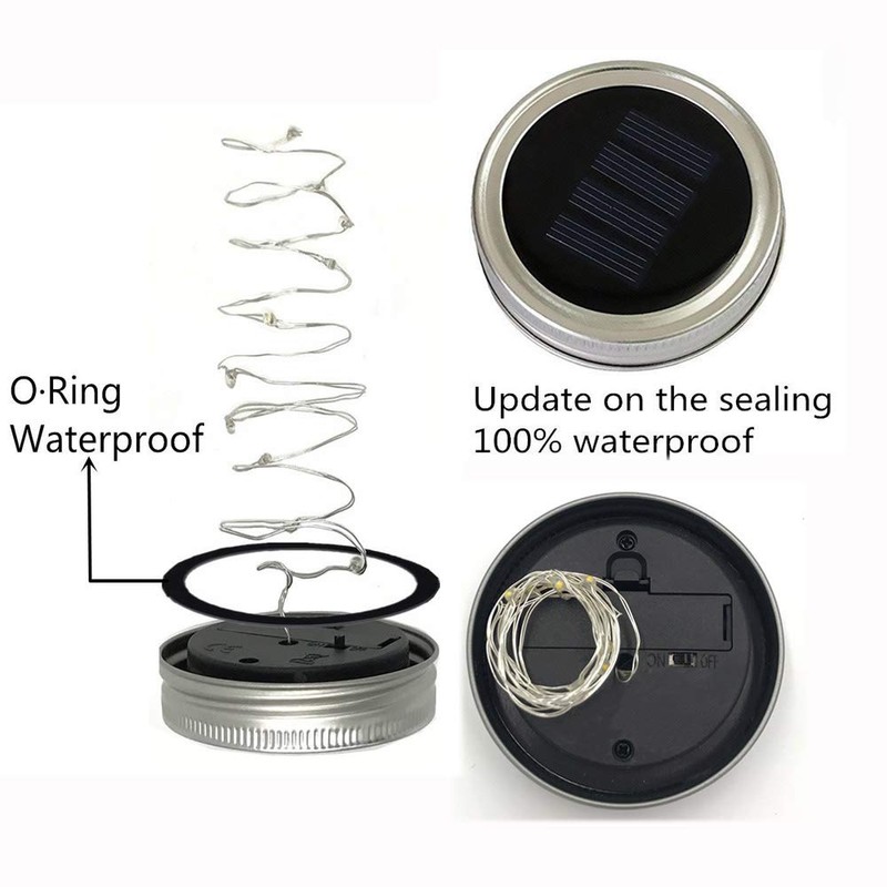 Cynzia Solar Mason Jar Lights, 6 Pack 20 LED Fairy