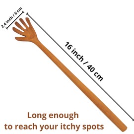 FOREVER 1 – Wooden Back Scratcher Stand Out Teak Wood, So Real Large Hand for Adults Men Women, Long Handle Claw for Scratching Hard to Reach Itching Point, 2 Pieces, 16" Easy to Reach The Itchy Spot