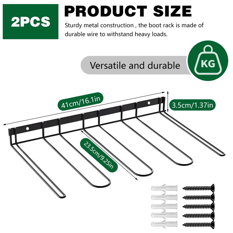 2 Pack Metal Boot Rack, Black Boot Organizer, Boot Holder,