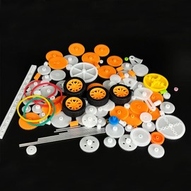 112PCS Plastic Gear Set Single Gear Spindle Gear Small Motor Gear for DC Motor RC Car Truck Robot DIY Model Toy Gear Replacement Module 0.5 Gears Axle Tire Gear Belt Bushings Rack DIY Set (112)