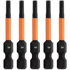 Railer 3mm Hex Drive Bit - Impact Grade S2 Steel 2" Hex Head Allen Wrench Drill Bit w/Quick-Release 1/4 Shank. (5pc)