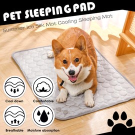 LURNODY Cooling Mat Dogs 100 x 70 cm Pet Cooling Mat Self-Cooling Blanket Dog for Cats and Dogs Self-Cooling Dog Mat Easy to Clean Perfect for Car, Travel and Home (Grey)