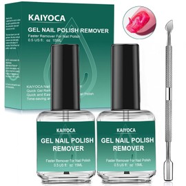 2 Pcs Gel Nail Polish Remover with Nail Polish Scraper,Quickly Remove Nail Polish in 3-5 Minutes, Professional Gel Remover for Acrylic Powder Gel, UV plastic nails, natural nails, etc. (2 Pcs Kit)