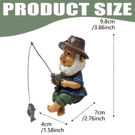 Norhogo 1pcs Garden Gnomes Statue Resin Figurine Dwarf Sculpture Decor, Fishing Gnome Statue, garden gnomes outdoor funny for Lawn, Yard, Balcony, Porch, Patio, Home, Indoor Outdoor Decorations