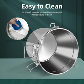 304 Stainless Steel Airtight Canister Containers 5.5Gal Large Canisters Container with Airtight Lids & Locking Clamp, Metal Bucket Pail Food Storage Containers for Flour,Grain, Coffee Bean, 21L