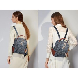 MKP - Mochila pequeña para mujer y mujer, con múltiples bolsillos y bolsillo frontal con cierre, Azul oscuro, Pequeño, Mochilas Daypack