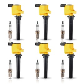 ENA Pack 6 DG500 Yellow Ignition Coils SP493 Iridium Spark Plugs 3.0L 2001 2002 2003 2004 2005 2006 2007 2008 Compatible with Ford Escape Freestyles Taurus 500 Five Hundred Mazda Tribute Mercury Sable
