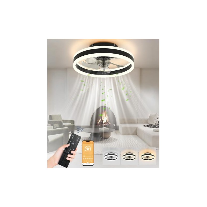 Nalezuns Ventilator Deckenleuchte, LED Deckenventilator für die Fernbedienung unter den