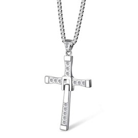 PPX Silver Dominic Toretto's Cross Necklace Pendant Cross Necklace Men’s Jewelry With Box