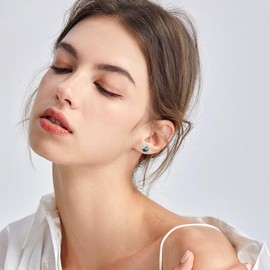 Luyona Natural Moss Agate/Moonstone Earring S925 Sterling Silver Filigree Earrings for Women Moss Agate Jewelry as Exquisite Anniversary Wedding Party Unique Jewelry for Women, Sterling Silver, base