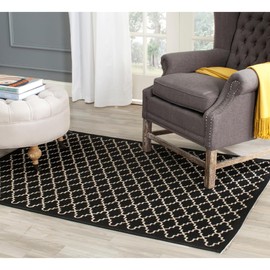 SAFAVIEH Courtyard Collection 6'7" x 9'6" Black/Beige CY6919 Trellis Indoor/ Outdoor Splashproof Easy Scrubbing Patio Backyard Mudroom Area Rug