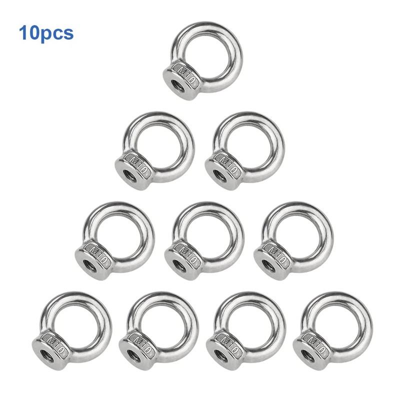 Pack of 10 Ring Nuts Stainless Steel M10 Eye Nuts,