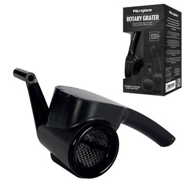 Microplane Professional Handheld Rotary Cheese Grater in Black - Easy-to-Clean, Large Capacity, Ergonomic Design for Left & Right-Handed Use, Perfect for Hard Cheese, Chocolate, Nuts, Vegetables