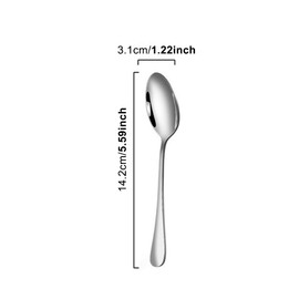 Set of 12 Coffee Spoons, Tea Spoons, Stainless Steel, Modern Dessert Spoons, Sugar Spoons, Set of 12 Small Spoons, Highly Polished, Dishwasher Safe, Dishwasher Safe, Size 5.59 Inches, Silver