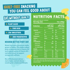 The Daily Good Mushroom Jerky - 3-Pack Snacks, Yummy High-Fiber Mushroom Snack, Meatless & Gluten-Free Food, Contains Eggs, Made from Shiitake Stalk, 0.58 lbs., Vegetarian, Original Flavor