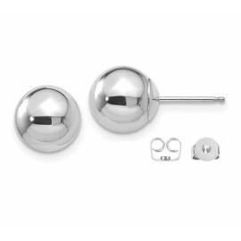 14k Solid White Gold Ball Stud Post Earrings Shiny High Polish 3mm - 3MM