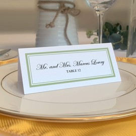 Double Line Border Printable Place Cards, Sage (Choose Color), Set of 150 (25 Sheets), Laser & Inkjet Printers - Wedding, Party, Dinner, and Special Events - Made in the USA