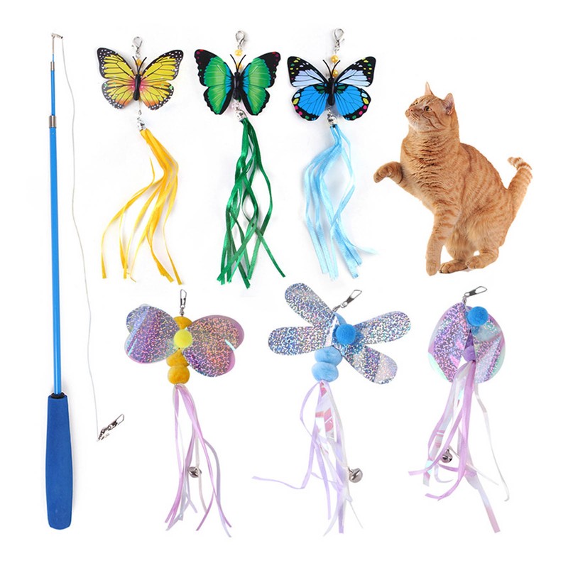 7pcs Cat Tassel Toys Play Chase Exercise Multifunctional Cat Butterfly