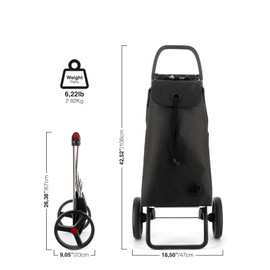 ROLSER I-Max Tweed 2 Wheel Foldable Shopping Trolley - Coral