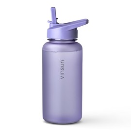 Vinsun Drinking Bottle 1 Litre with Straw Lid - Tritan, BPA-Free, Leak-Proof - Lightweight Water Bottle for Fitness, Gym, Travel, School, Sports - Sports Drinking Bottle Purple
