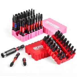 Geinxurn Impact Screwdriver Bits Set, 66 Pieces 1”/2”Multi Head Magnetic S2 Steel Driver Bits PH/SQ/Torx/Slotted/Hex/Security Torx With Soft Base
