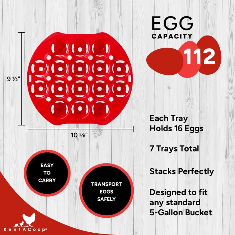 RentACoop Seven (7) Pack Stackable Egg Collection Trays with Two