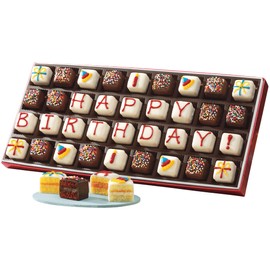 The Swiss Colony 'Happy Birthday' Petits Fours - Gourmet Mini Layer Cakes, Assorted Chocolate, Vanilla, Orange, and Lemon Flavored Treats