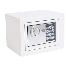 Heroecol Key and Electronic Security Safe Box Digital Deposit Box for Home Office Hotel Business Lock Box for Cash Jewelry Storage (White, 0.17 Cubic Feet)