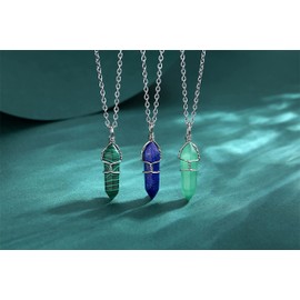 XIANNVXI Green Aventurine Healing Crystal Necklace Wire Wrapped Crystals Stone Point Pendant Necklaces Reiki Spiritual Natural Gemstone Quartz Jewelry for Women Men
