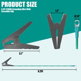 Grounding Wire with Crocodile Clip for electric fences，generator,antennas (6.2ft Crocodile Clip Wire)