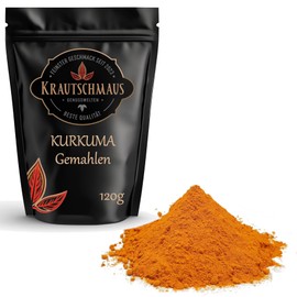 Krautschmaus Kurkuma Pulver 120g, Kurkumapulver gemahlen, Curcuma Gewürz, fein gemahlene Kurkumawurzel, Curcumapulver ohne Zusatzstoffe