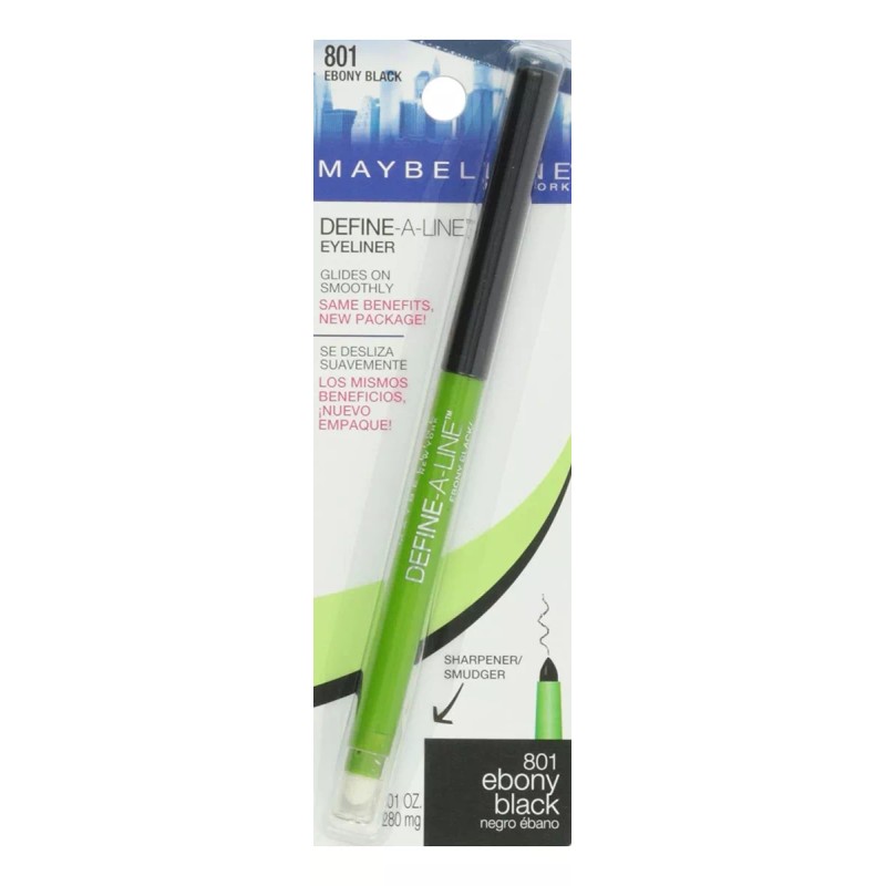 Maybelline New York Define-a-line Eyeliner, Ebony Black, 0.0
