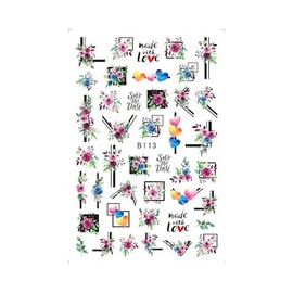 Heart Love Nail Decal Sticker Valentine Day Geometric Stripes Line Leopard Print B113 Nail Wraps Art Stickers Manicure Supplies for Women for Home Nails Full Long Lasting Easy Apply and Remove