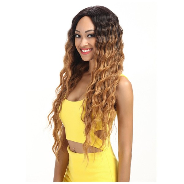 Joedir Deep Part Lace Front Wigs 30'' Long Wavy Synthetic Wigs For Women 130% Density Wigs(Ombre blond)