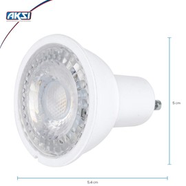 FOCO LED AKSI MR16 GU10, Equivalente a 55W (500 lm - Lúmenes), Consume 7W (vatios), LUZ BLANCA 6500K, 127V - PACK de 10 127V/GU10 - Pack de 10, vatios