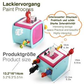 SAELICH Cute Retro TV Shelf, Creative Fully Metal for Tonie, Holds 25-35 Tonie' s Figures + Boxes, Toniebox Wall Storage Shelf for Children and Kids, with Charging Station