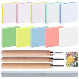 Keadic - Juego de 14 bloques de goma para tallar sellos con bloques de goma, herramientas de tallado y piedra de molienda para crear impresiones artísticas, manualidades de tarjetas, impresión u otras manualidades de papel
