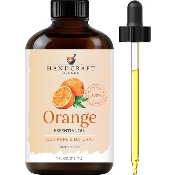 Handcraft Blends Orange Essential Oil - 100% Pure and Natural - Premium Therapeutic Grade with Premium Glass Dropper - Huge 4 fl. Oz