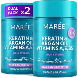 MAREE Suero Capilar Para Cabellos Encrespados Y Dañados Paquete De 2 - Cápsulas De Aceite Hidratante Y Estilizado De Queratina Con Aceite De Aguacate,