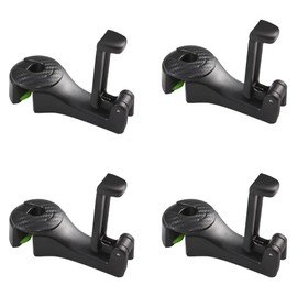 Car Headrest Hooks with Locking Design, Vehicle Car Seat Back Hidden Hooks with Phone Holder, Car Hooks Hanger for Bag, Purse, Grocery Shopping Bag, Coat (Black/4Pcs)