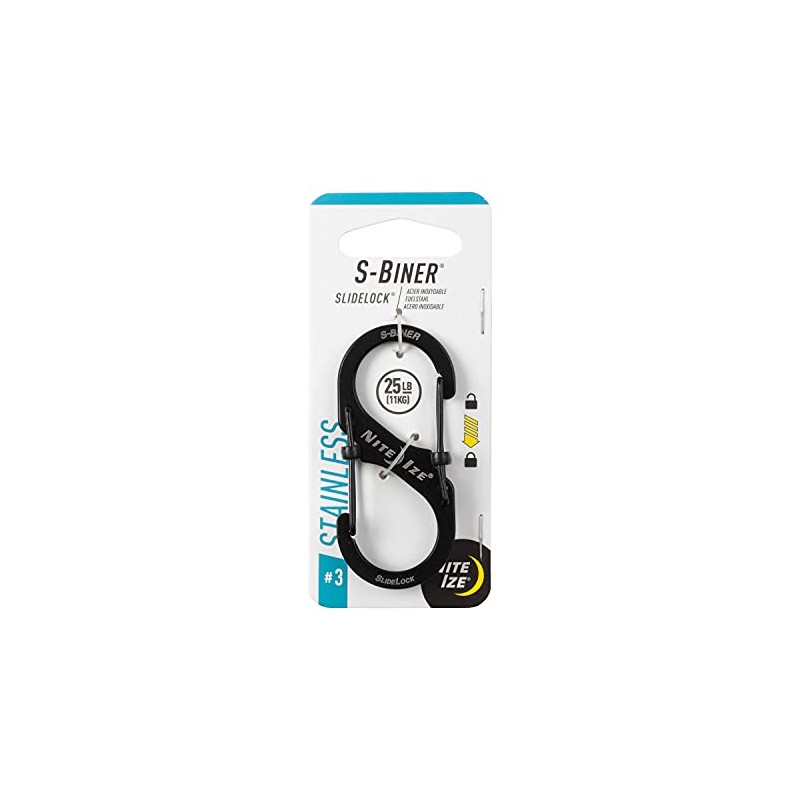 Nite Ize LSB3-01-R6 S-Biner SlideLock Dual Locking Carabiner, Size #3,