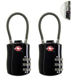 Ruayia TSA Suitcase Lock, 2 Pieces, Combination Locks, 3-Digit Security Lock, Suitcase Lock, Combination Lock, Luggage Lock, Security Lock for Suitcases, Backpacks, Locker, Black