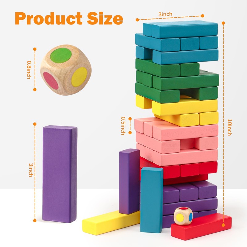 Lewo Wooden Stacking Board Games Building Blocks for Kids Boys
