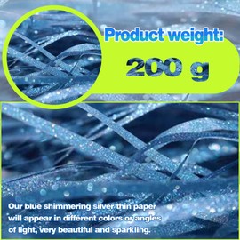 PMELCXD Decorative Raffia Crepe Paper for Gift Baskets - 200 g Sparkling Sky Blue Colour - Perfect Basket for Gift Filler - Increases the Shine of Any Packaging