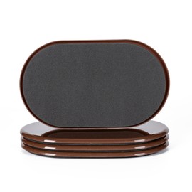 Furniture Sliders, Furniture Sliders Pads for Hardwood Floors, Chair Legs Floors Protectors, Reusable Round Glides Glider, Heavy Duty Furniture Movers Sliders (4 Pcs, 5 3/4inch x 9 1/2inch,Coffee)